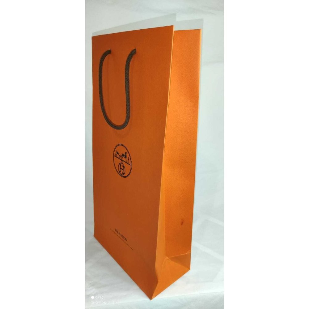 Hermes Paper Reusable Shopping Bag Orange 16.4" x 8.2" x 4" - Picture 6 of 7